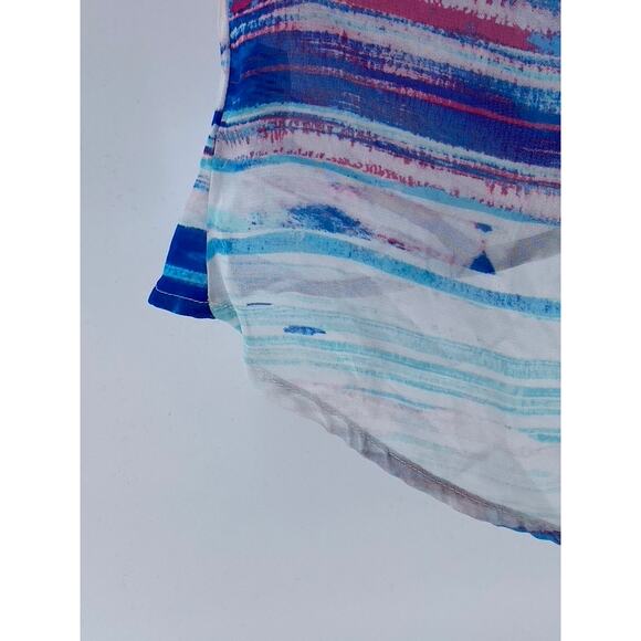 DECREE Women's Blue-Pink Sheer Short Sleeve Open-Front Shawl Cover-Up SZ S - Picture 5 of 9